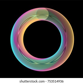 Glowing neon circle in the dark.
