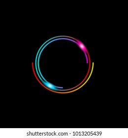 Glowing neon circle. Design element for night club, electronic music. Vector illustration
