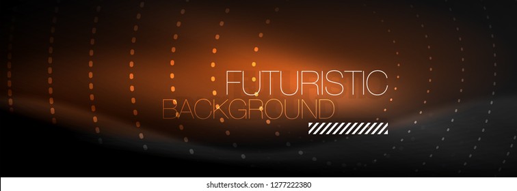 Glowing neon circle line dots, round line design, abstract style on black background. Neon abstract round circles Magic neon lights and glowing dots. Vector illustration