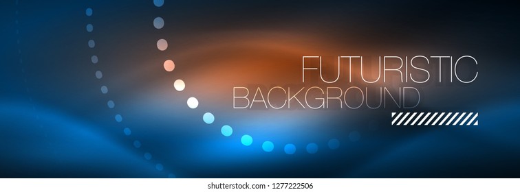 Glowing neon circle line dots, round line design, abstract style on black background. Neon abstract round circles Magic neon lights and glowing dots. Vector illustration
