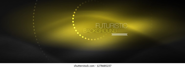 Glowing neon circle line dots, round line design, abstract style on black background. Neon abstract round circles Magic neon lights and glowing dots. Vector illustration