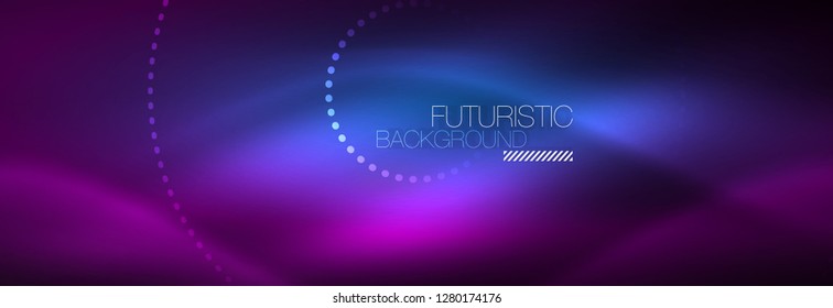 Glowing neon circle line dots, round line design, abstract style on black background. Neon abstract round circles Magic neon lights and glowing dots. Vector illustration