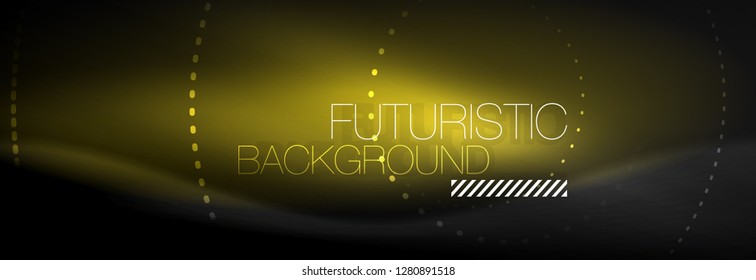 Glowing neon circle line dots, round line design, abstract style on black background. Neon abstract round circles Magic neon lights and glowing dots. Vector illustration