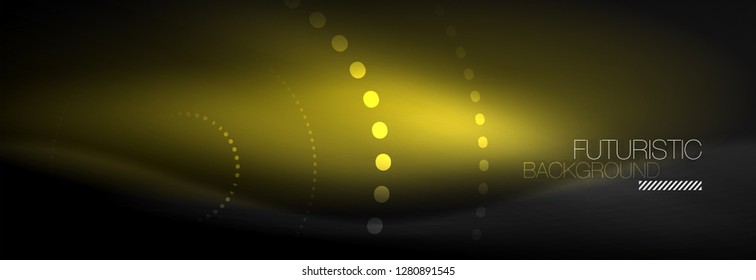 Glowing neon circle line dots, round line design, abstract style on black background. Neon abstract round circles Magic neon lights and glowing dots. Vector illustration