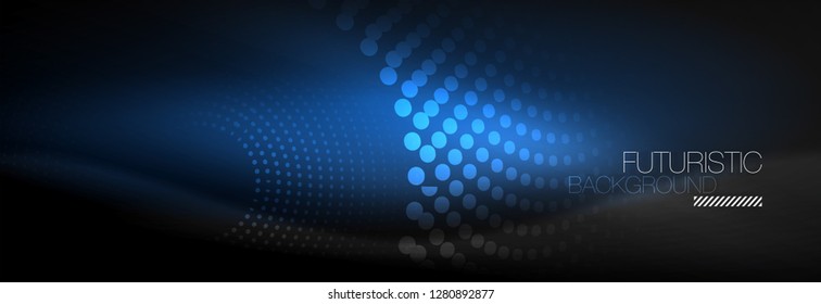 Glowing neon circle line dots, round line design, abstract style on black background. Neon abstract round circles Magic neon lights and glowing dots. Vector illustration