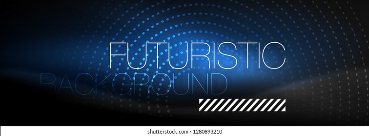 Glowing neon circle line dots, round line design, abstract style on black background. Neon abstract round circles Magic neon lights and glowing dots. Vector illustration