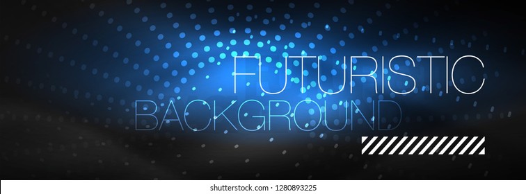 Glowing neon circle line dots, round line design, abstract style on black background. Neon abstract round circles Magic neon lights and glowing dots. Vector illustration