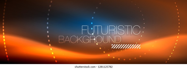 Glowing neon circle line dots, round line design, abstract style on black background. Neon abstract round circles Magic neon lights and glowing dots. Vector illustration