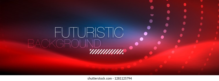 Glowing neon circle line dots, round line design, abstract style on black background. Neon abstract round circles Magic neon lights and glowing dots. Vector illustration