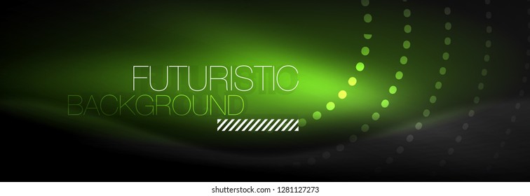 Glowing neon circle line dots, round line design, abstract style on black background. Neon abstract round circles Magic neon lights and glowing dots. Vector illustration