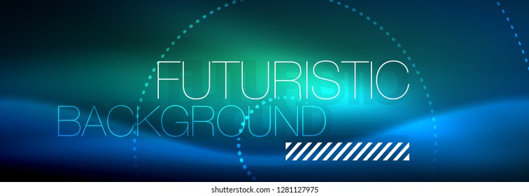 Glowing neon circle line dots, round line design, abstract style on black background. Neon abstract round circles Magic neon lights and glowing dots. Vector illustration