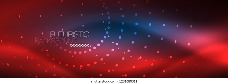 Glowing neon circle line dots, round line design, abstract style on black background. Neon abstract round circles Magic neon lights and glowing dots. Vector illustration