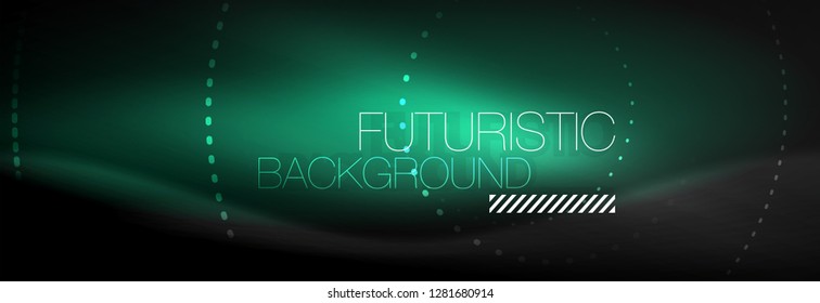 Glowing neon circle line dots, round line design, abstract style on black background. Neon abstract round circles Magic neon lights and glowing dots. Vector illustration