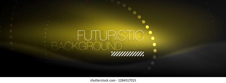 Glowing neon circle line dots, round line design, abstract style on black background. Neon abstract round circles Magic neon lights and glowing dots. Vector illustration