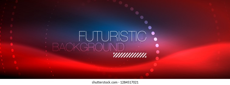 Glowing neon circle line dots, round line design, abstract style on black background. Neon abstract round circles Magic neon lights and glowing dots. Vector illustration
