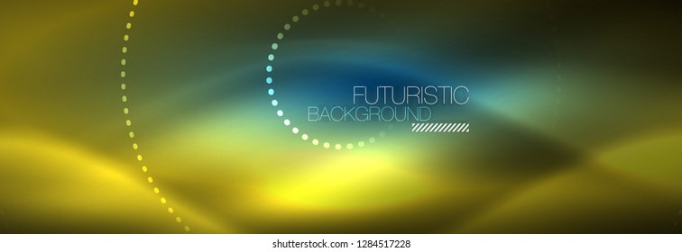 Glowing neon circle line dots, round line design, abstract style on black background. Neon abstract round circles Magic neon lights and glowing dots. Vector illustration