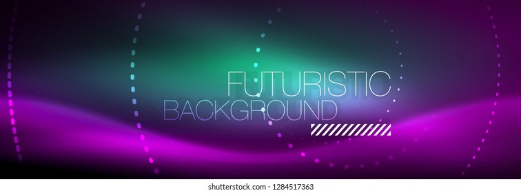 Glowing neon circle line dots, round line design, abstract style on black background. Neon abstract round circles Magic neon lights and glowing dots. Vector illustration