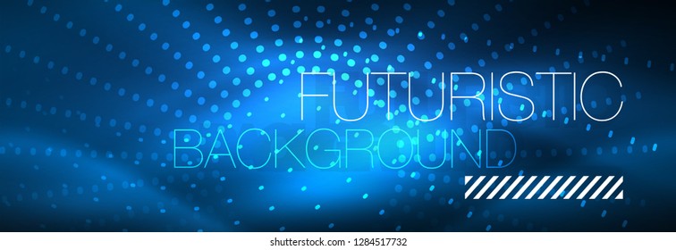 Glowing neon circle line dots, round line design, abstract style on black background. Neon abstract round circles Magic neon lights and glowing dots. Vector illustration