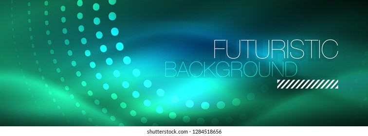 Glowing neon circle line dots, round line design, abstract style on black background. Neon abstract round circles Magic neon lights and glowing dots. Vector illustration