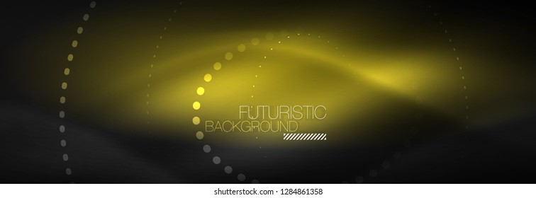 Glowing neon circle line dots, round line design, abstract style on black background. Neon abstract round circles Magic neon lights and glowing dots. Vector illustration
