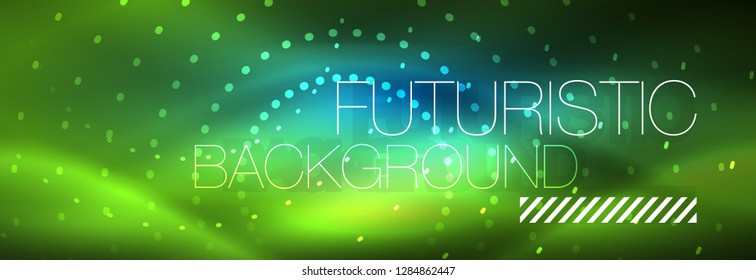 Glowing neon circle line dots, round line design, abstract style on black background. Neon abstract round circles Magic neon lights and glowing dots. Vector illustration