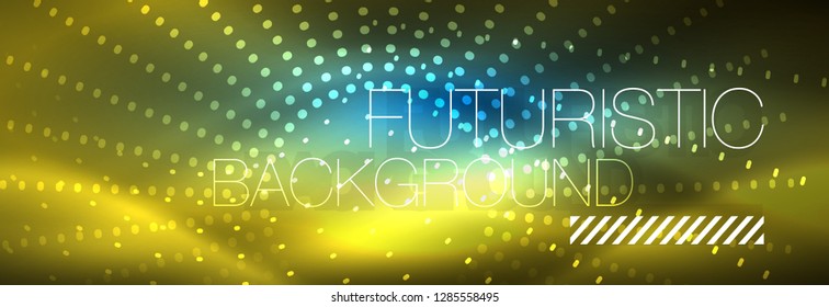 Glowing neon circle line dots, round line design, abstract style on black background. Neon abstract round circles Magic neon lights and glowing dots. Vector illustration
