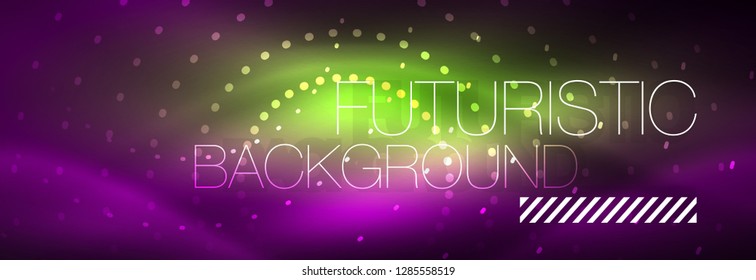 Glowing neon circle line dots, round line design, abstract style on black background. Neon abstract round circles Magic neon lights and glowing dots. Vector illustration
