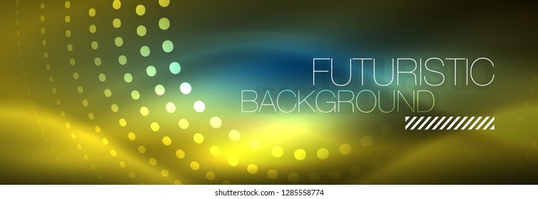 Glowing neon circle line dots, round line design, abstract style on black background. Neon abstract round circles Magic neon lights and glowing dots. Vector illustration