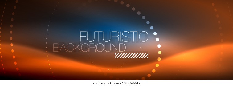Glowing neon circle line dots, round line design, abstract style on black background. Neon abstract round circles Magic neon lights and glowing dots. Vector illustration