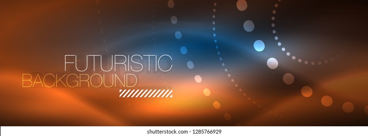 Glowing neon circle line dots, round line design, abstract style on black background. Neon abstract round circles Magic neon lights and glowing dots. Vector illustration
