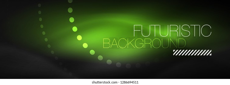 Glowing neon circle line dots, round line design, abstract style on black background. Neon abstract round circles Magic neon lights and glowing dots. Vector illustration