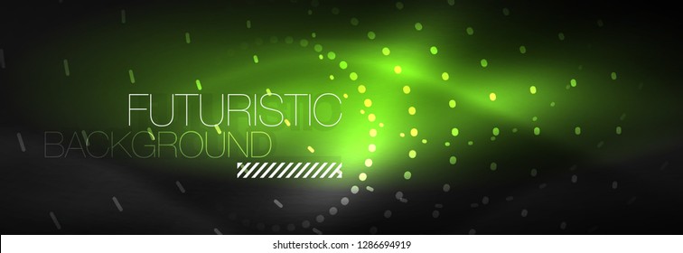 Glowing neon circle line dots, round line design, abstract style on black background. Neon abstract round circles Magic neon lights and glowing dots. Vector illustration