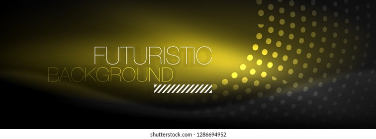 Glowing neon circle line dots, round line design, abstract style on black background. Neon abstract round circles Magic neon lights and glowing dots. Vector illustration