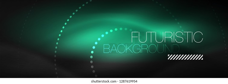 Glowing neon circle line dots, round line design, abstract style on black background. Neon abstract round circles Magic neon lights and glowing dots. Vector illustration