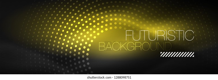 Glowing neon circle line dots, round line design, abstract style on black background. Neon abstract round circles Magic neon lights and glowing dots. Vector illustration