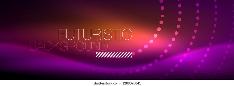 Glühende Neonenkreis-Zeilenpunkte, Rundliniendesign, abstrakter Stil auf schwarzem Hintergrund. Neon abstrakte runde Kreise Magische Neonleuchten und leuchtende Punkte. Vektorgrafik