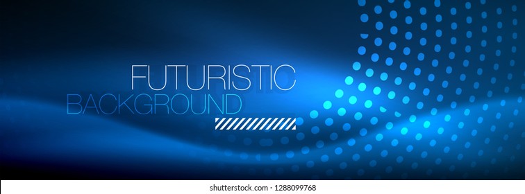 Glowing neon circle line dots, round line design, abstract style on black background. Neon abstract round circles Magic neon lights and glowing dots. Vector illustration