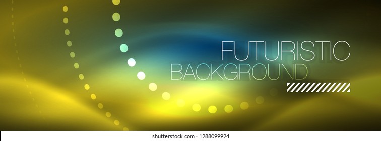 Glowing neon circle line dots, round line design, abstract style on black background. Neon abstract round circles Magic neon lights and glowing dots. Vector illustration