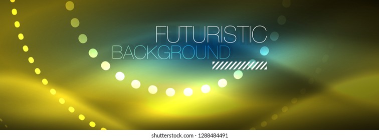 Glowing neon circle line dots, round line design, abstract style on black background. Neon abstract round circles Magic neon lights and glowing dots. Vector illustration