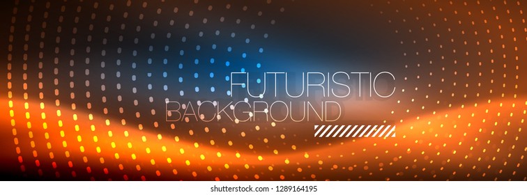 Glowing neon circle line dots, round line design, abstract style on black background. Neon abstract round circles Magic neon lights and glowing dots. Vector illustration