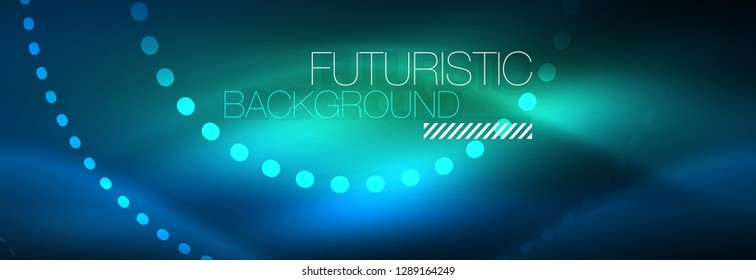 Glowing neon circle line dots, round line design, abstract style on black background. Neon abstract round circles Magic neon lights and glowing dots. Vector illustration