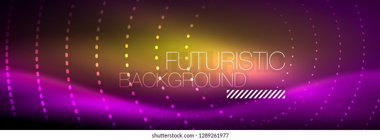 Glowing neon circle line dots, round line design, abstract style on black background. Neon abstract round circles Magic neon lights and glowing dots. Vector illustration