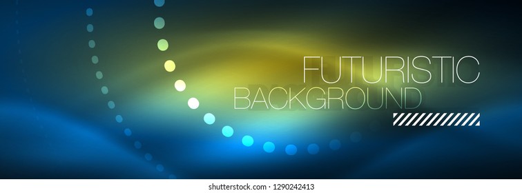 Glowing neon circle line dots, round line design, abstract style on black background. Neon abstract round circles Magic neon lights and glowing dots. Vector illustration
