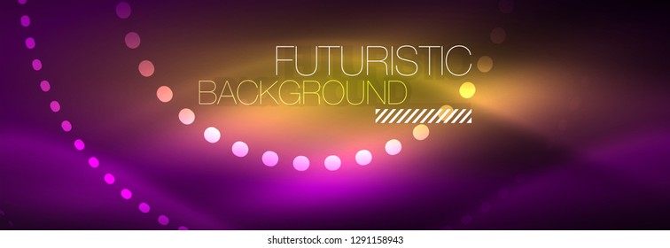 Glowing neon circle line dots, round line design, abstract style on black background. Neon abstract round circles Magic neon lights and glowing dots. Vector illustration