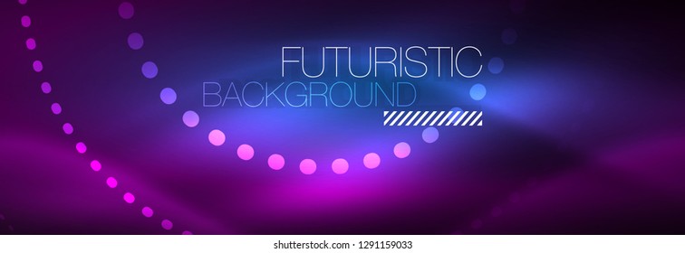 Glowing neon circle line dots, round line design, abstract style on black background. Neon abstract round circles Magic neon lights and glowing dots. Vector illustration