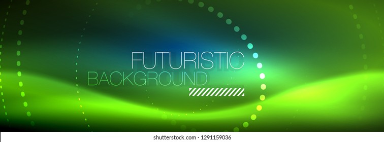 Glowing neon circle line dots, round line design, abstract style on black background. Neon abstract round circles Magic neon lights and glowing dots. Vector illustration