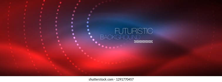 Glowing neon circle line dots, round line design, abstract style on black background. Neon abstract round circles Magic neon lights and glowing dots. Vector illustration