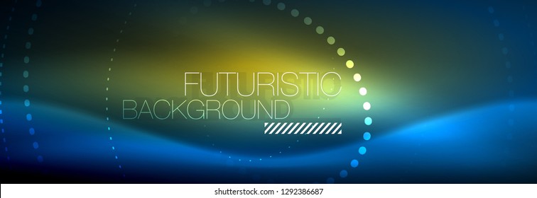 Glowing neon circle line dots, round line design, abstract style on black background. Neon abstract round circles Magic neon lights and glowing dots. Vector illustration