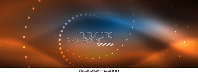 Glowing neon circle line dots, round line design, abstract style on black background. Neon abstract round circles Magic neon lights and glowing dots. Vector illustration