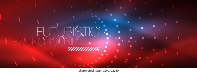 Puntos de línea de círculo de neón brillante, diseño de línea redonda, estilo abstracto sobre fondo negro. Neon círculos redondos abstractos. Luces de neón mágico y puntos brillantes. Ilustración del vector